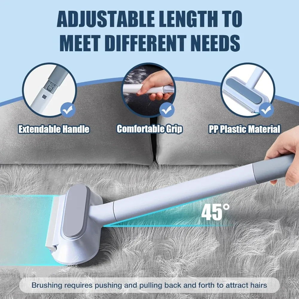 Reusable 4-in-1 Long-Handled Pet Hair Remover Brush — Washable, Dog & Cat, Sofa & Clothing