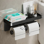Toilet Paper Holder with Integrated Storage Shelf