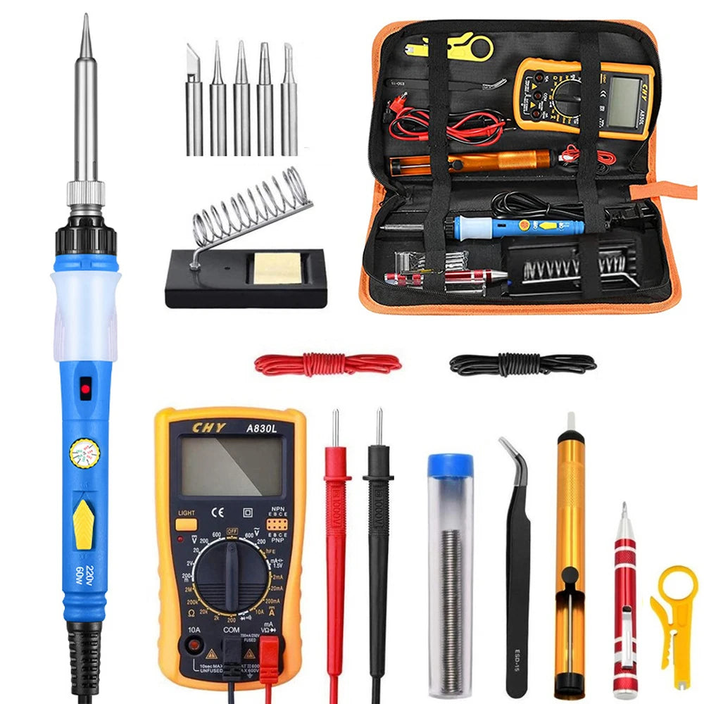 Adjustable Temperature Soldering Iron Kit + Multimeter