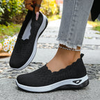 Chaussures Slip-On de Marche Femme en Maille Respirante – À Enfiler, Souples & Confortables – Semelle Compensée Antidérapante