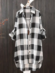 Chemise à Carreaux longue en Coton Mi-Saison - Femme
