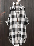 Chemise à Carreaux longue en Coton Mi-Saison - Femme