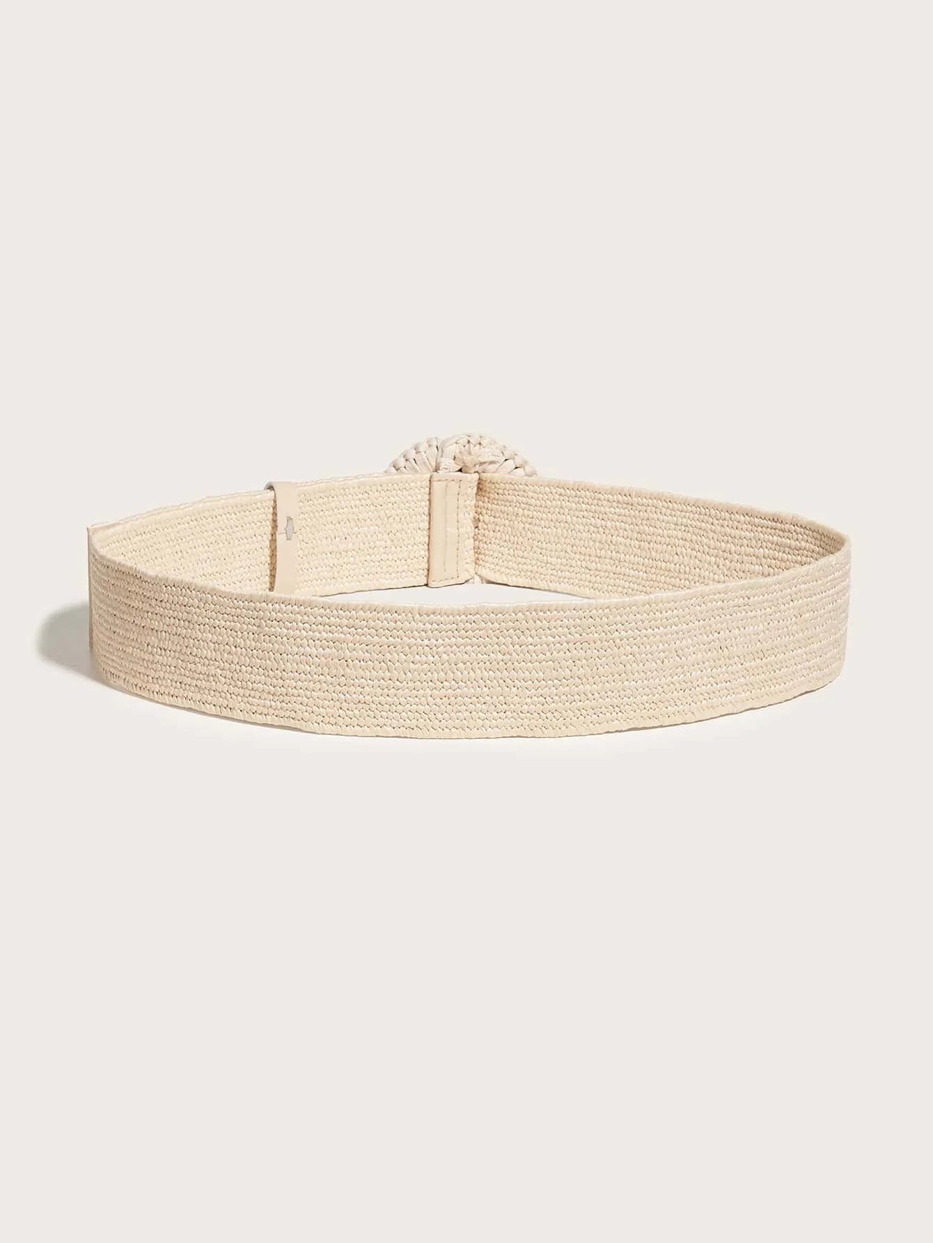 Wide Braided Elastic Belt - Chic Round Buckle