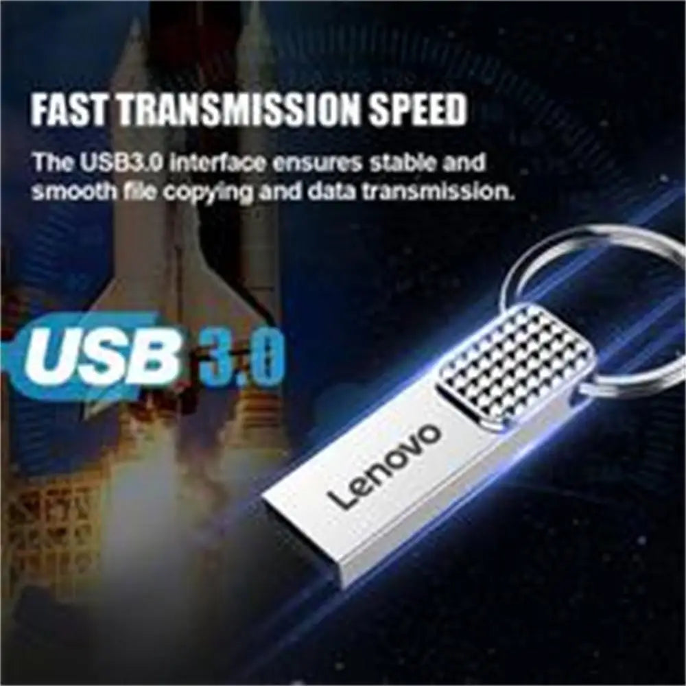 Lenovo - Mini clé USB 2TO en métal Haute Vitesse + Adaptateur