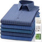 Chemise Homme en Fibre de Bambou à Carreaux à Manches Longues Anti-Froissements - Grandes Tailles