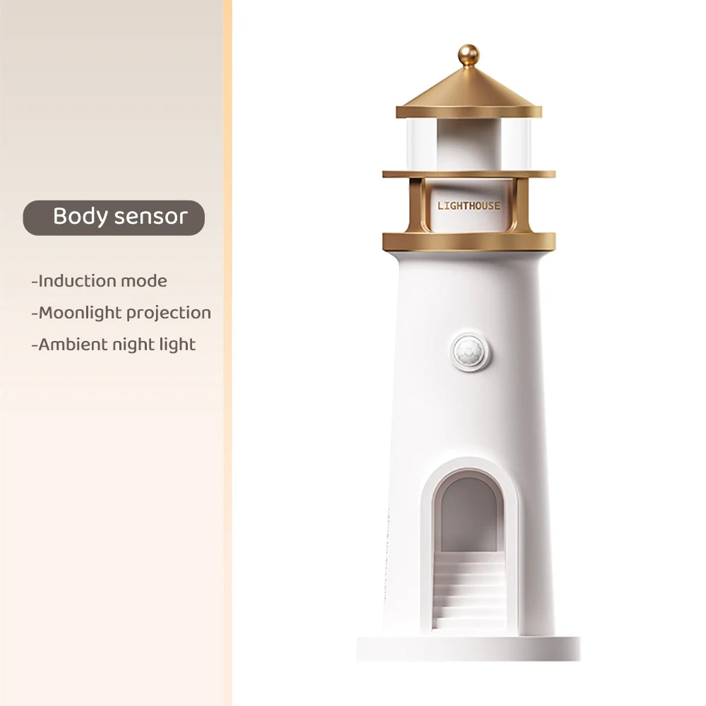 Veilleuse Phare LED Décorative – Projection Lune & Bluetooth