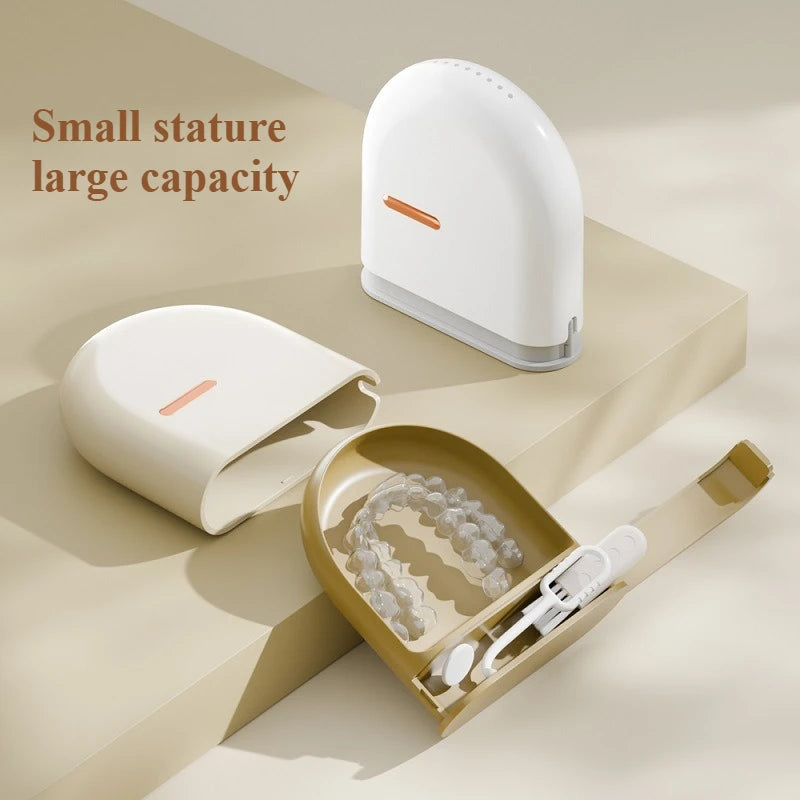 Travel Case for Aligners and Dentures with Double Compartment