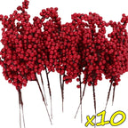 20x Artificial Christmas Holly Berries with Stem