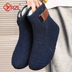 Fuzzy Loopback Bootie Slippers with PU Leather Strap