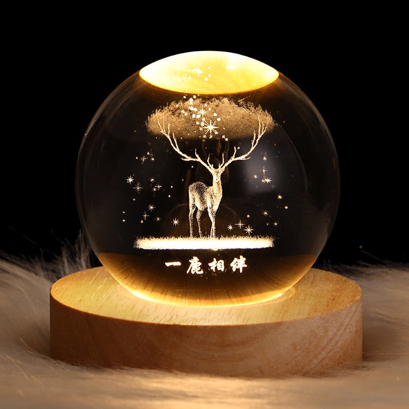 Crystal ball Starry sky and luminous galaxy