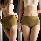 Pack of 3 High Waisted Ice Silk Briefs - Ribbed Edges & Bow