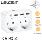 Multiprise 6 en 1 - 2 Prises + 3 USB + 1 USB-C