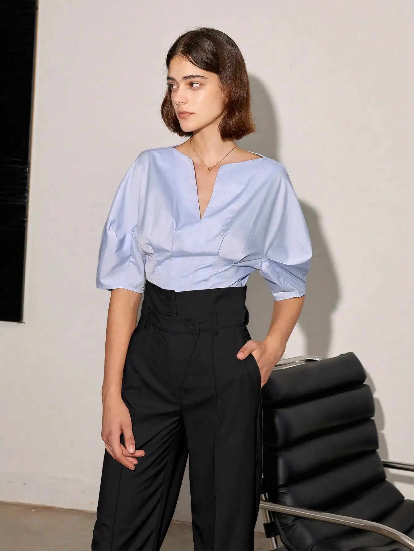 Pantalon Tailleur Taille haute à Pince - Femme