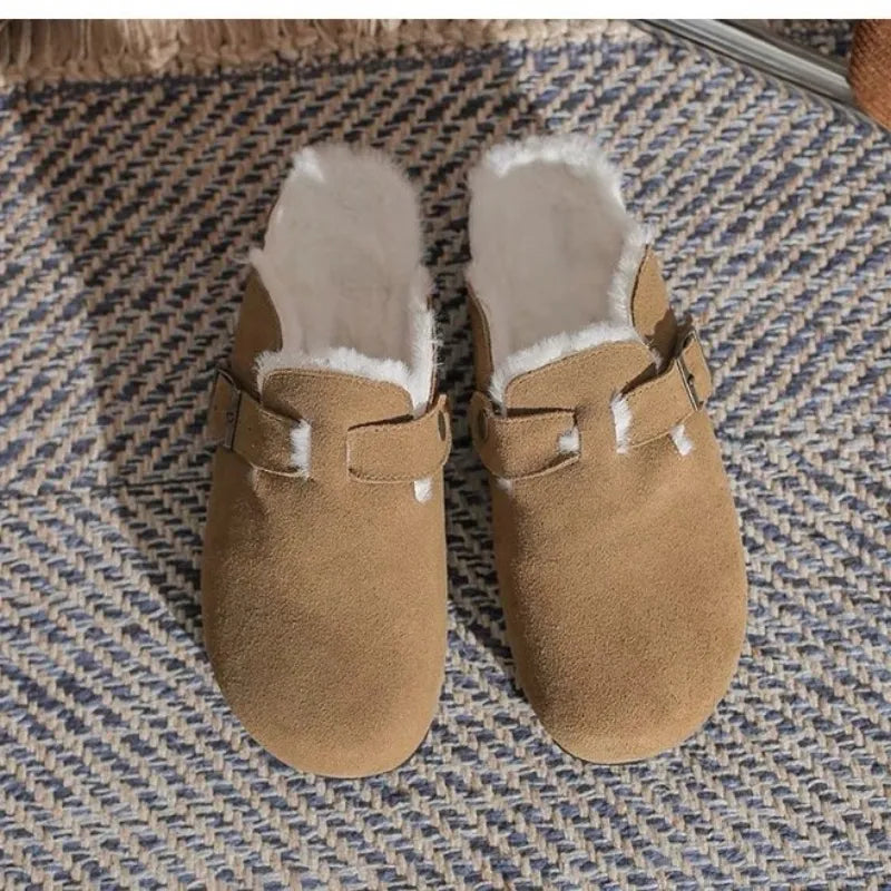 Chaussons Elégants Fourrés Effet Daim