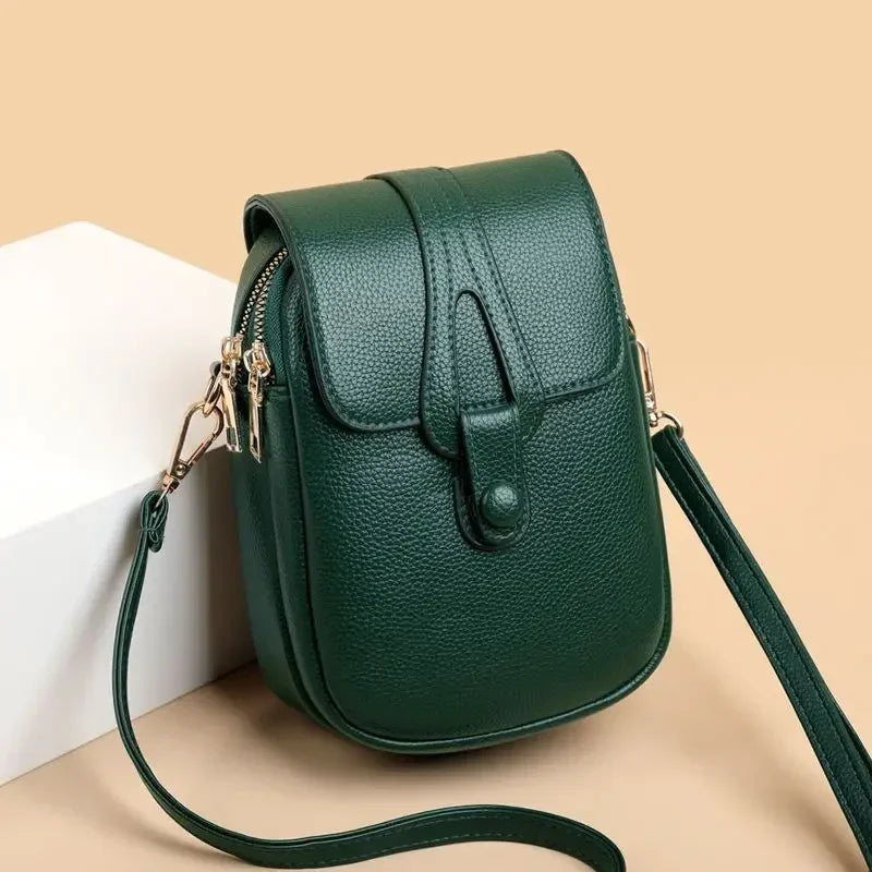Women's Vintage PU Leather Shoulder Bag - Retro Elegance & Practical Size