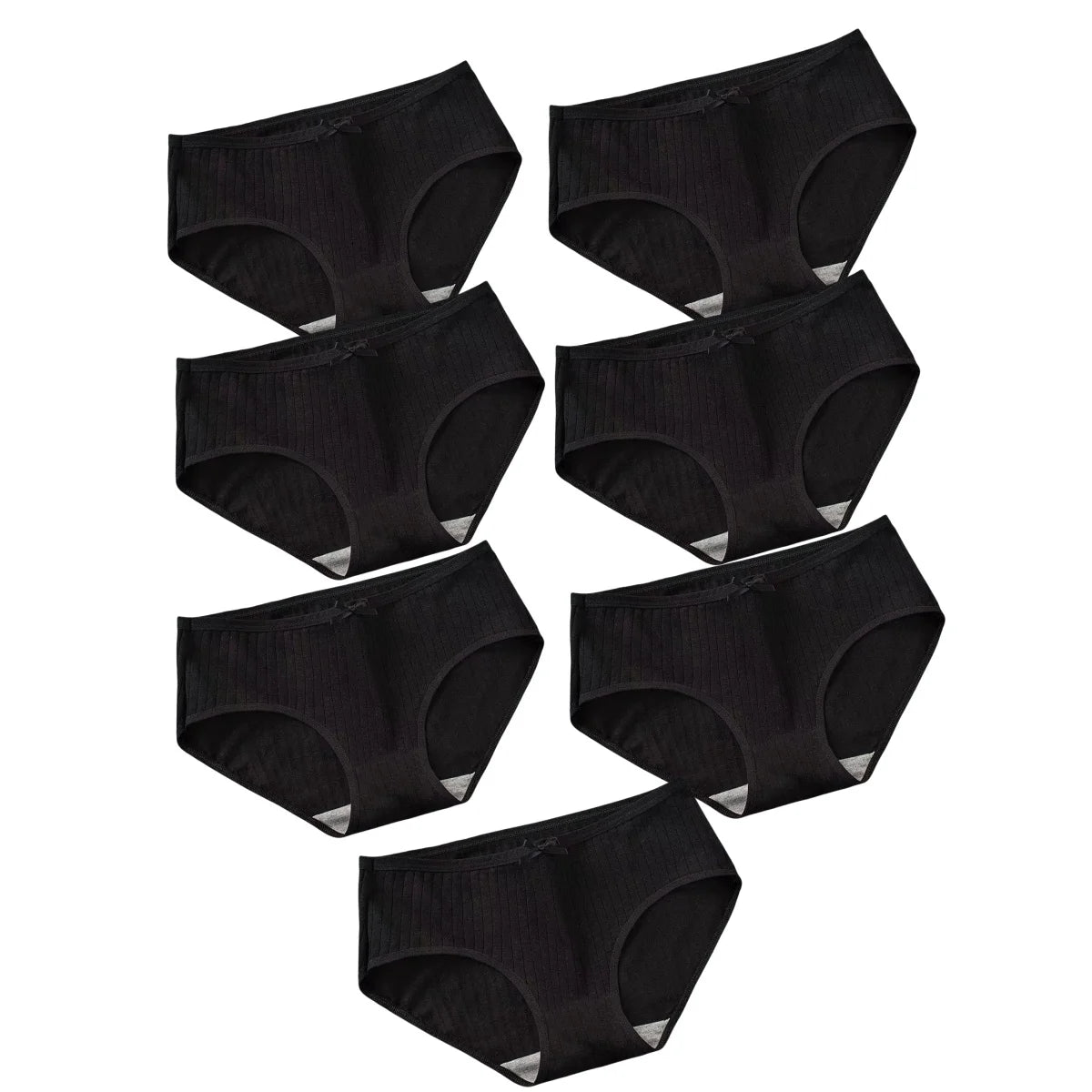 Pack of 7 Ribbed Cotton Briefs with Small Bow