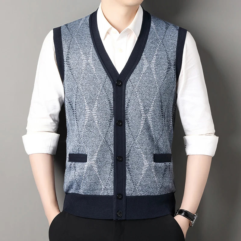 Cardigan tricot sans manches à motif