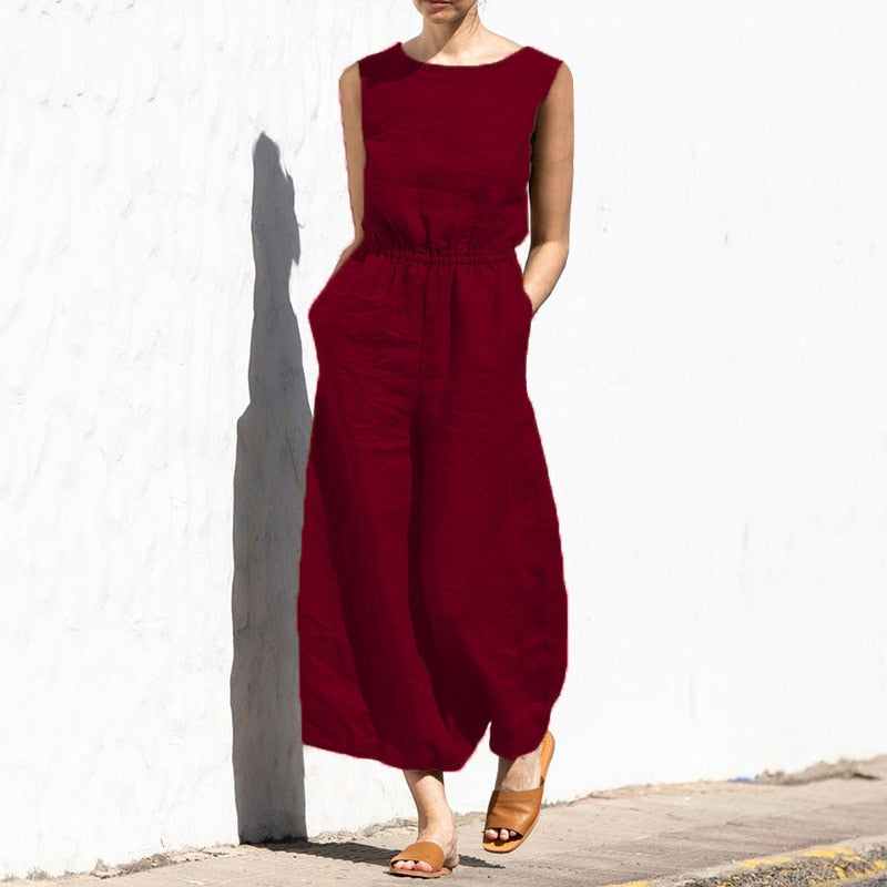 Women's breathable linen jumpsuit