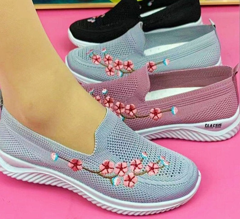 Mocassins respirants à motif floral