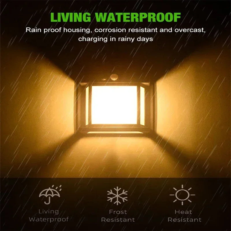 4-Pack Solar Powered Waterproof Outdoor Wall Sconces with Motion Sensor
