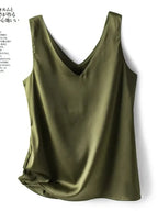 Timeless Satin Tank Top V-Neck Front & Back