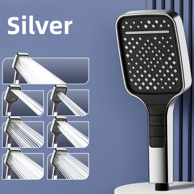 Large High-Pressure 7-Spray Shower Head with One-Touch Pause