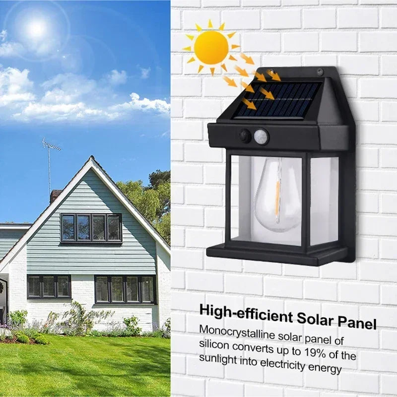 4-Pack Solar Powered Waterproof Outdoor Wall Sconces with Motion Sensor