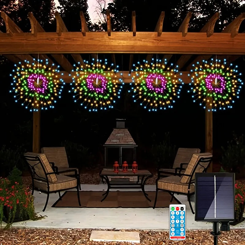 4 Pack Solar Firework Hanging Lights