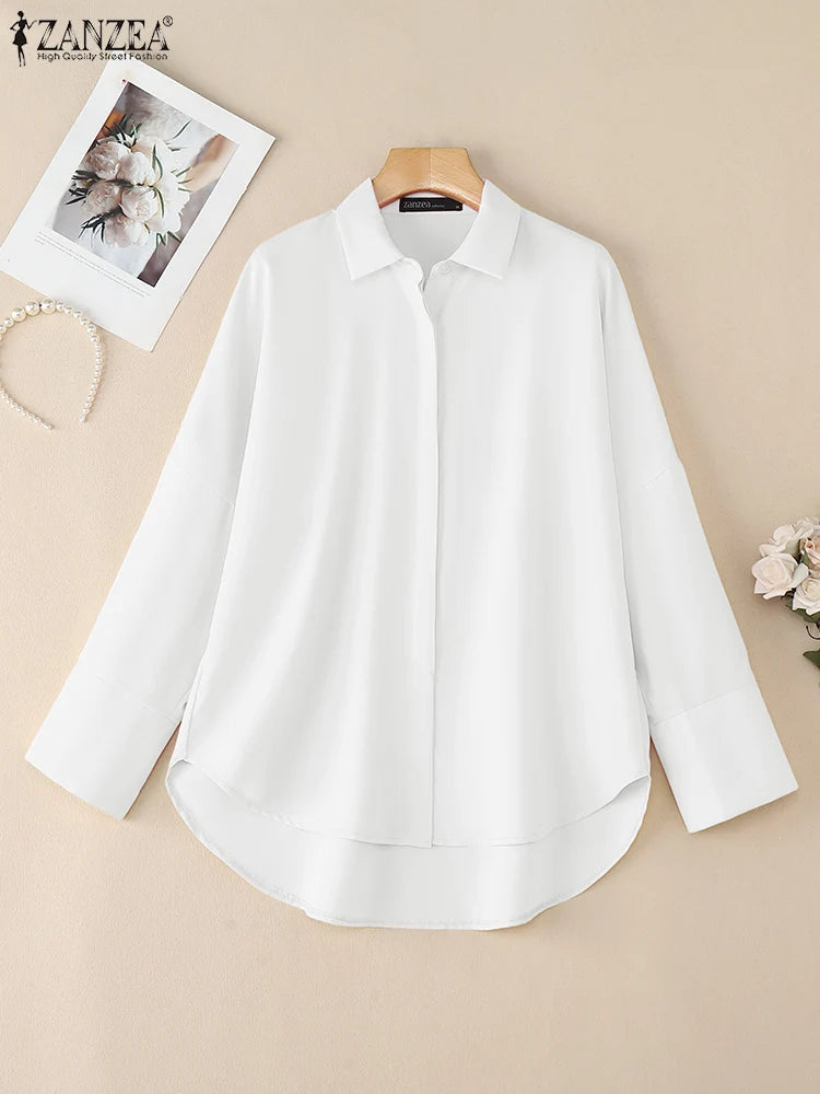 Chemise Oversize à Col & Manches Rabattus - Femme