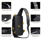 Sac à Bandoulière Homme AntiVol avec Cadenas & Chargement USB