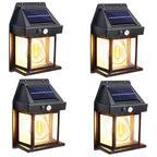 4-Pack Solar Powered Waterproof Outdoor Wall Sconces with Motion Sensor