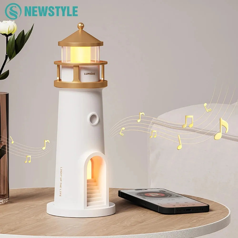 Veilleuse Phare LED Décorative – Projection Lune & Bluetooth