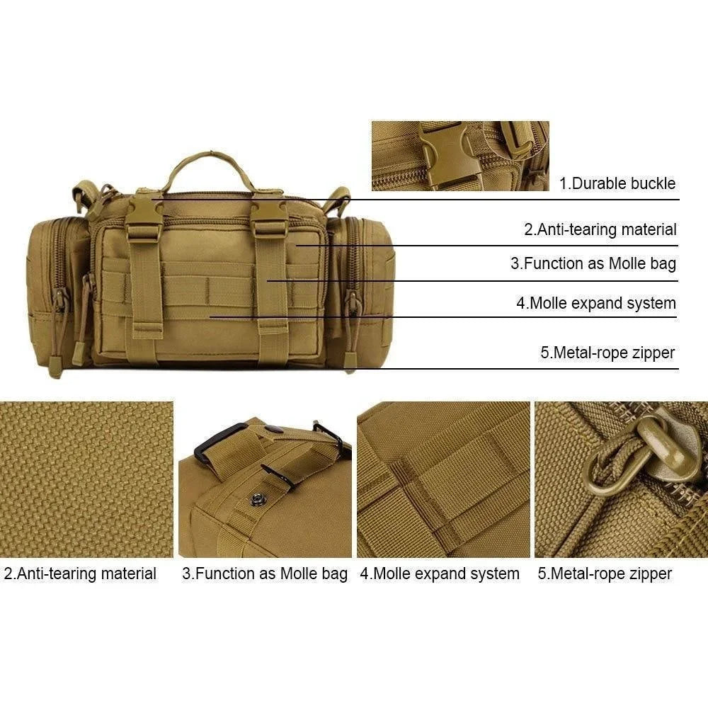 Sac Tactique Bandoulière et Ceinture Multi-Compartiments – Randonnée, Camping et Plein Air