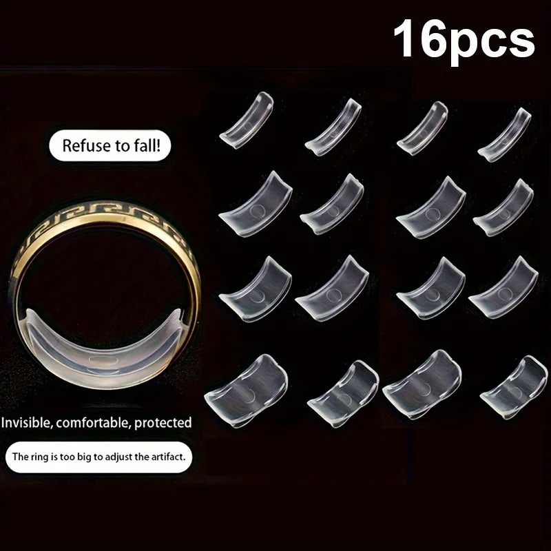 Lot de 16 Ajusteurs de Taille de Bague en Silicone