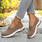 Chaussures Slip-On de Marche Femme en Maille Respirante – À Enfiler, Souples & Confortables – Semelle Compensée Antidérapante