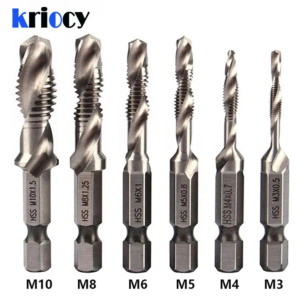 Titanium-plated Hex Shank Tap Drill Bit Set
