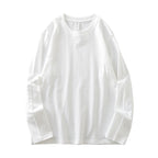 T-Shirt Homme Manches Longues en Coton à Col Rond & Coupe Ample - 11 Couleurs Unies