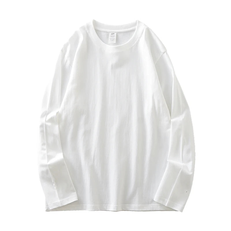 T-Shirt Homme Manches Longues en Coton à Col Rond & Coupe Ample - 11 Couleurs Unies