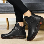 Faux leather fleece-lined ankle boots - Easy to slip on