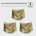 Pack of 3 High Waisted Ice Silk Briefs - Ribbed Edges & Bow