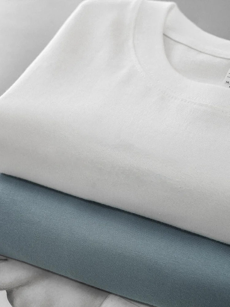 T-Shirt Homme Manches Longues en Coton à Col Rond & Coupe Ample - 11 Couleurs Unies