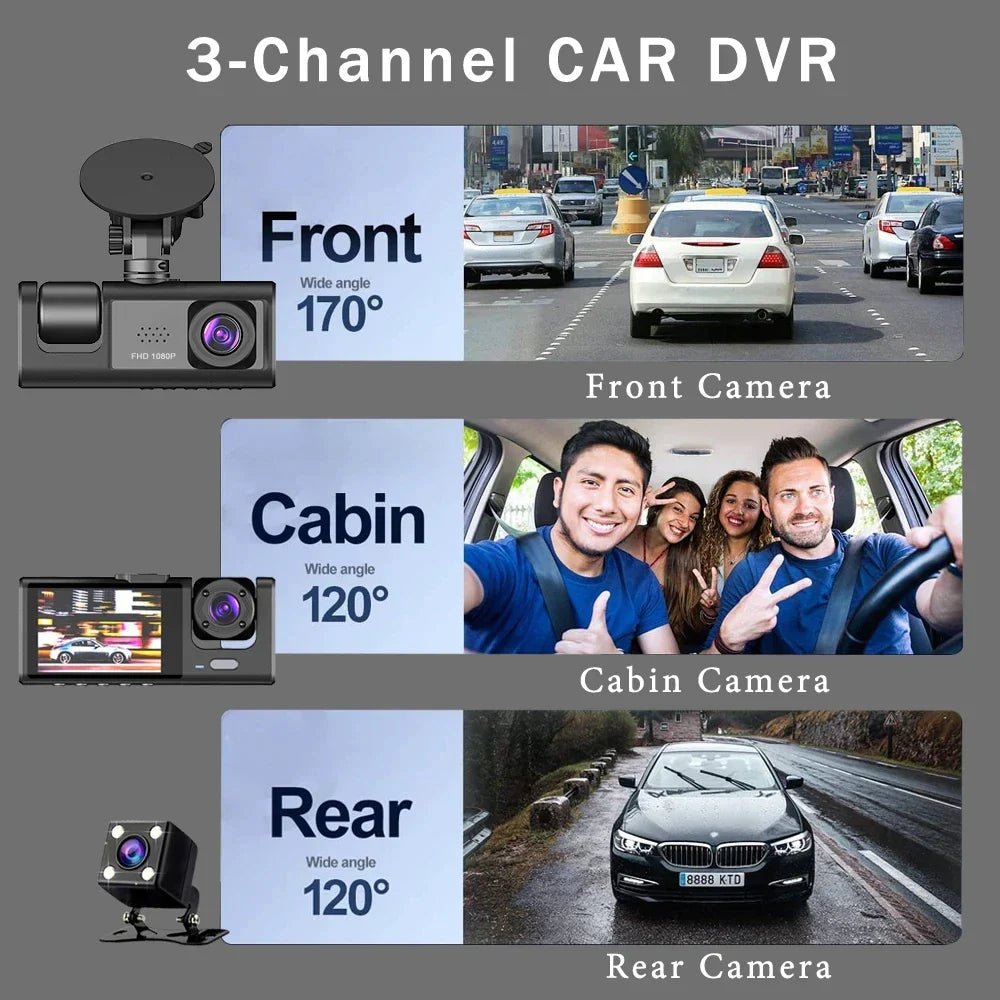 Triple Dash Cam - Full Coverage