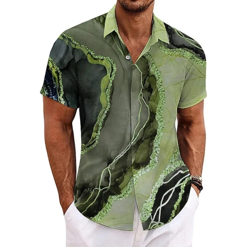 Lightweight Marble Print Shirt - Men Summer