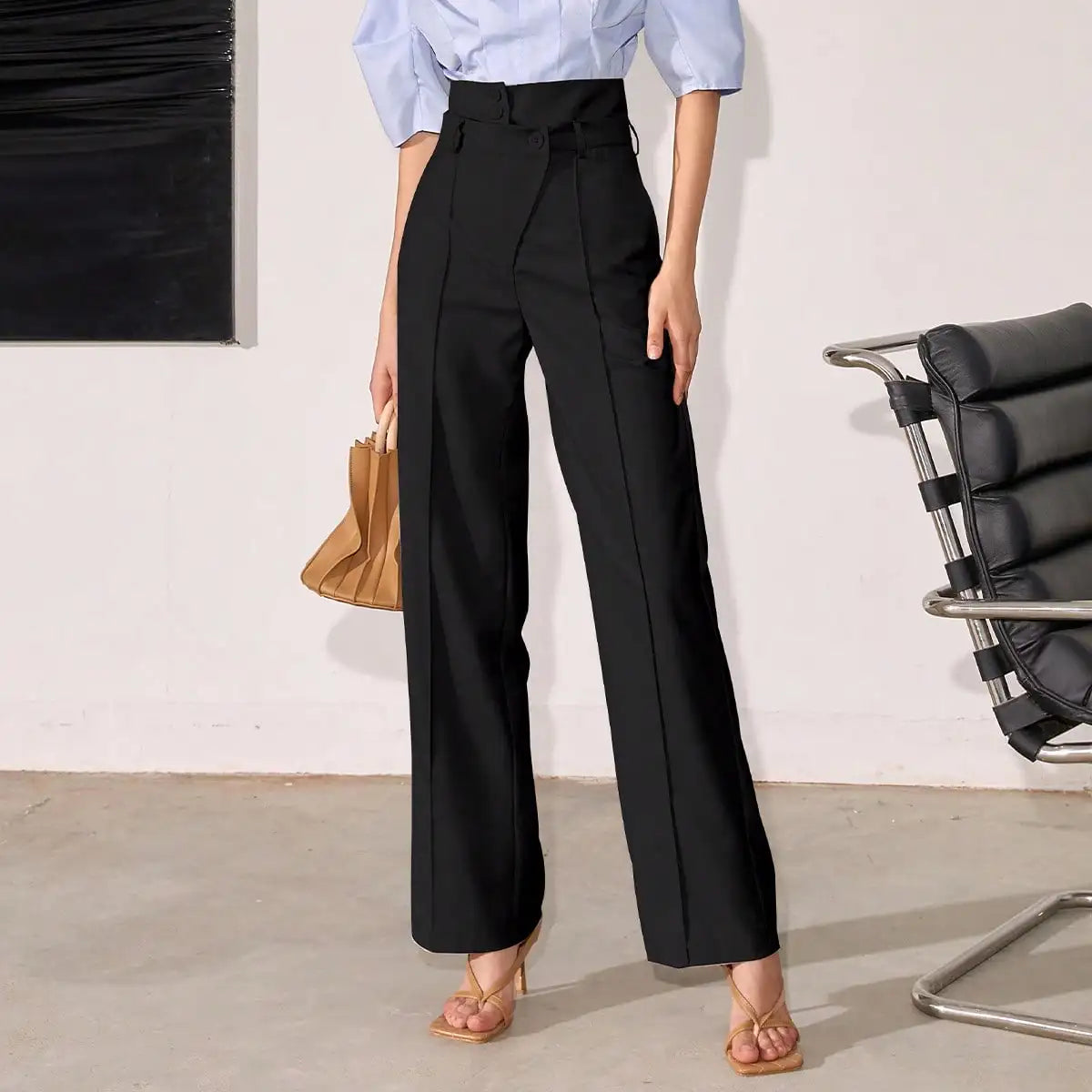 Pantalon Tailleur Taille haute à Pince - Femme