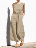 Women's breathable linen jumpsuit