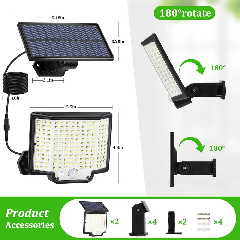 172LED Outdoor Solar Light - Waterproof with Motion Sensor and Remote Control