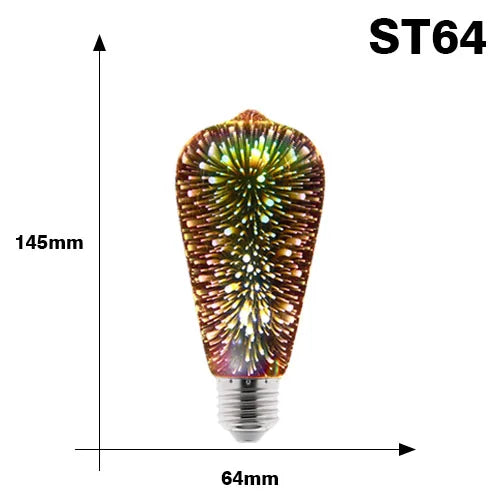 3D Colorful Fireworks LED Bulb