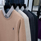 Men's Warm Winter Sweater with Integrated Polo Collar