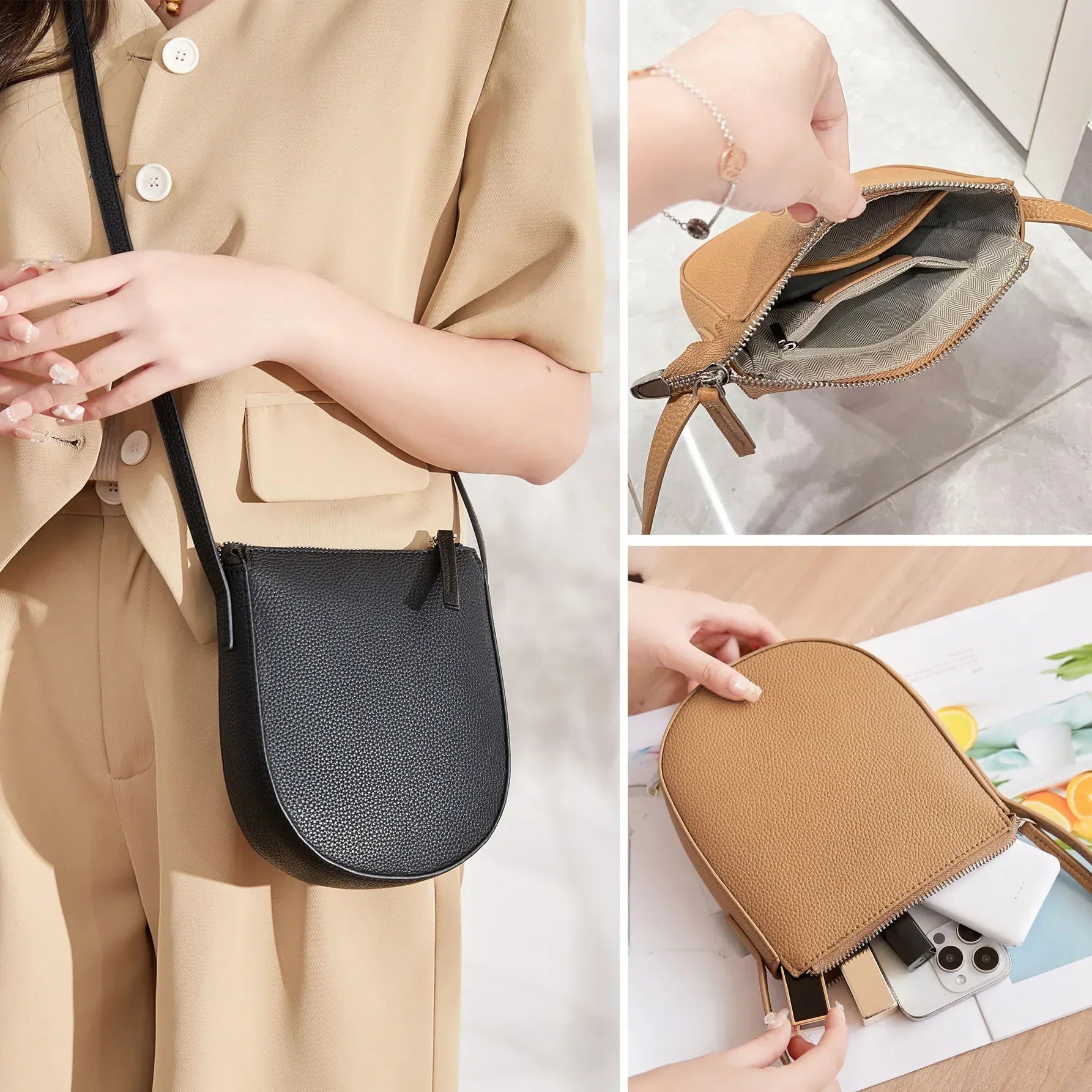 Pebbled Leather Mini Shoulder Bag – Discreet Elegance