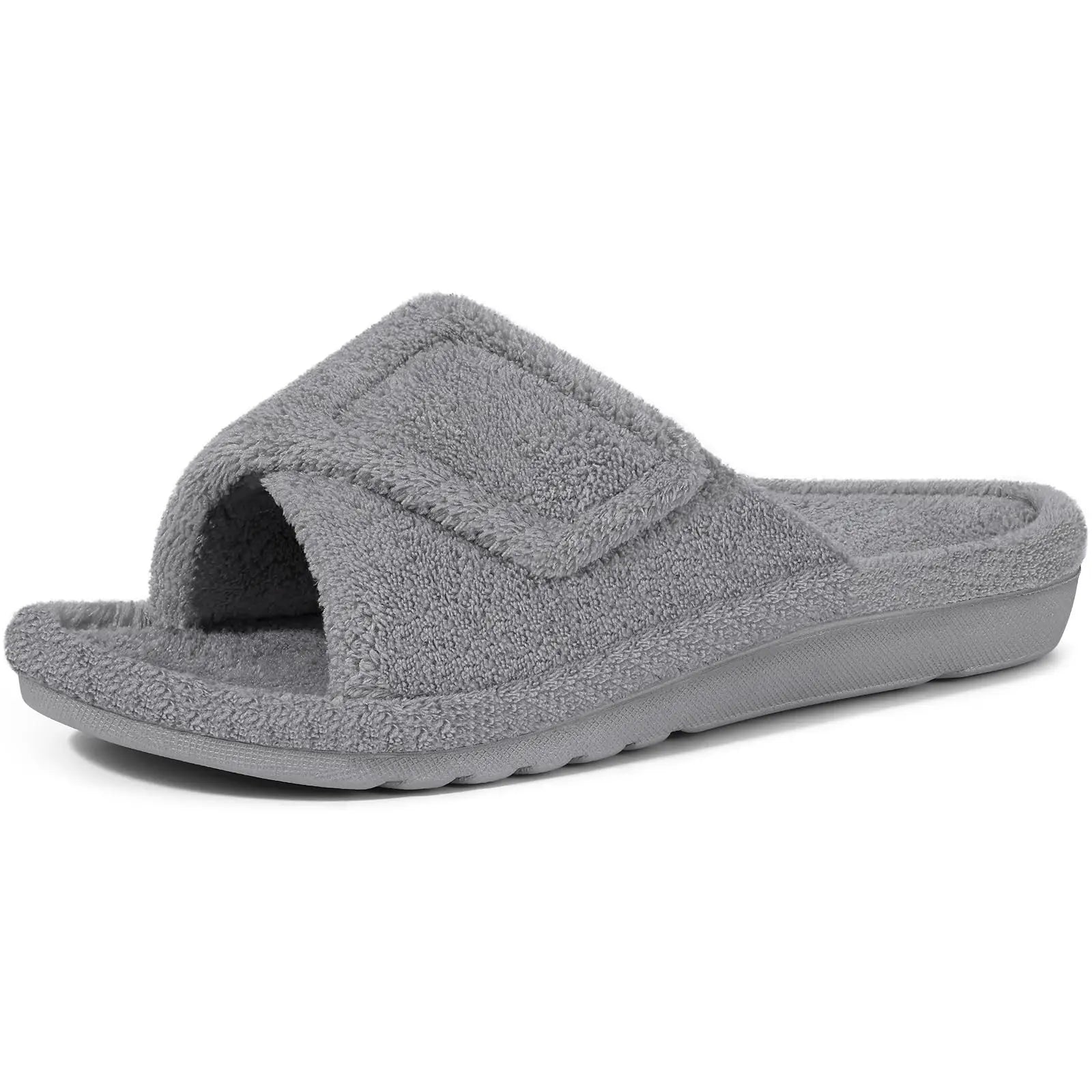 Open-Toe Indoor Slippers with Hook-and-Loop Fastener & Non-Slip Sole